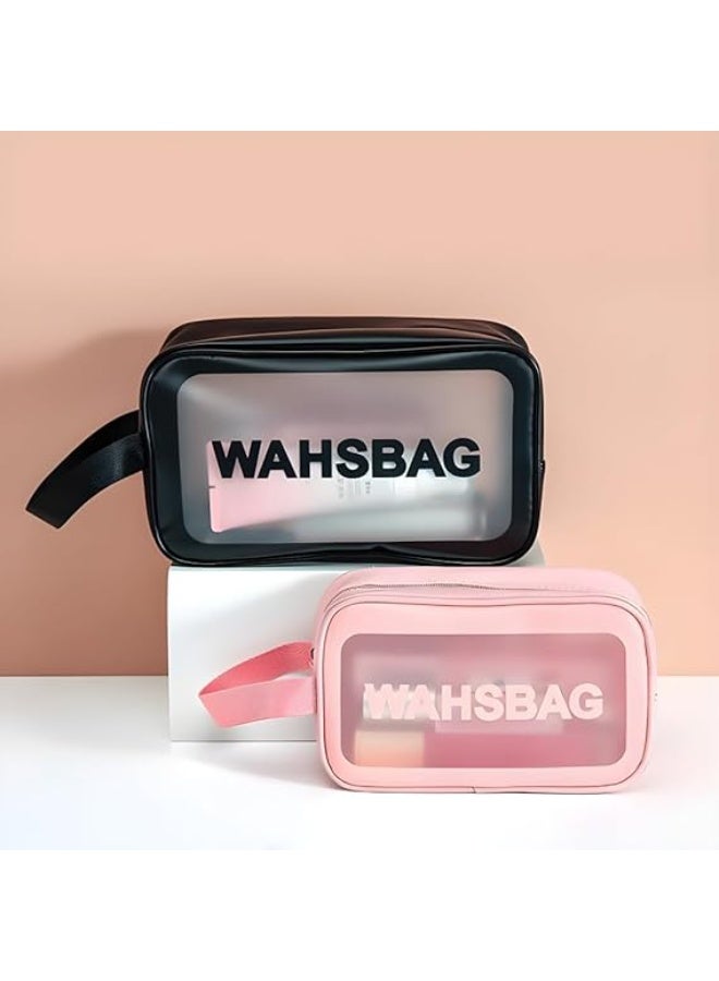 3pcs Clear Cosmetic Bag - Travel Cosmetic Bag for Women Girls - Travel Makeup Bag - Small Toiletry Bags PVC Plastic - Waterproof Cosmetic Wash Bag Zipper Makeup Bag for Women - Pink - Image 5